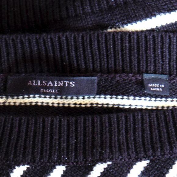 All Saints B&W striped "Vani Jumper" oversized sweater - Picture 4 of 6